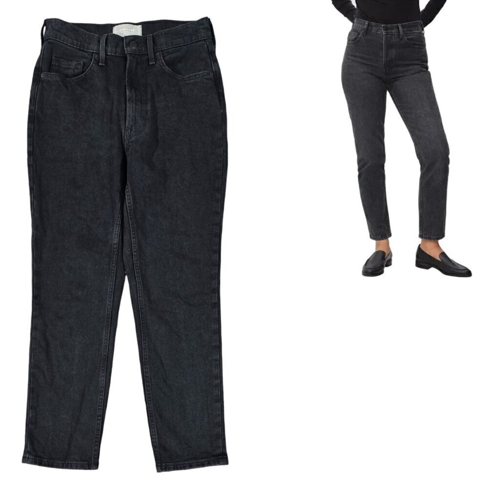 Everlane The Original Cheeky Jean Black Straight High Rise Crop Organic Cotton